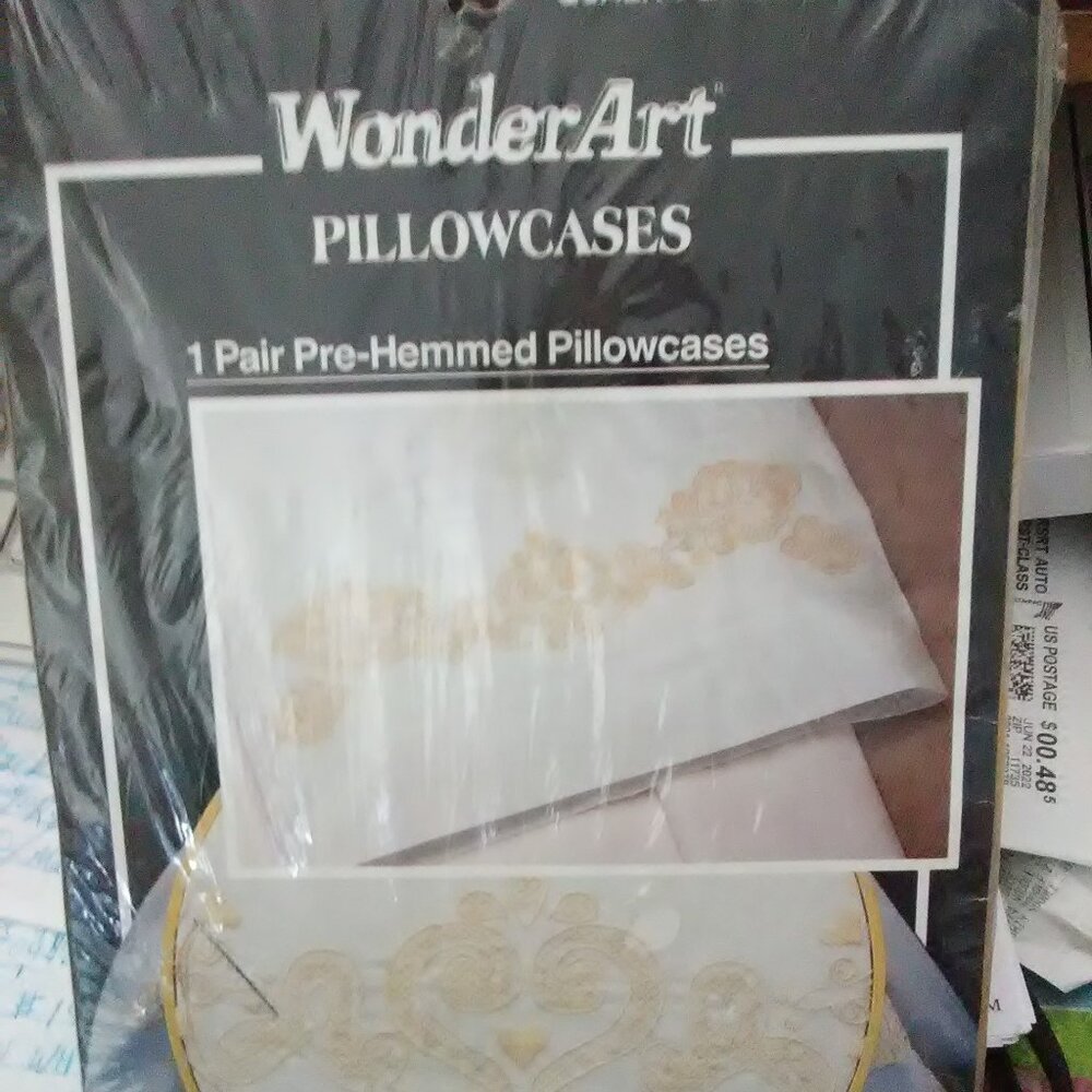 Wonder Art Stamped 2pk Pillowcases 1218 Fleur De Lis Cross Stitch-Buy3 get1 Free